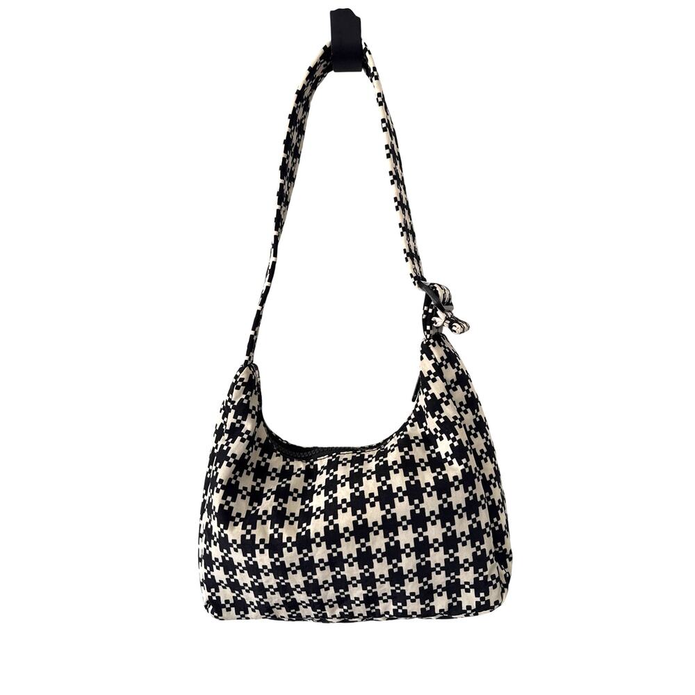 BAGGU Mini Nylon Shoulder Bag Pixel Gingham Black & White - Picture 2 of 7